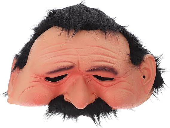 LOGOFUN Realistic Old Man Latex Mask for Halloween Cosplay Scary Elderly Face Headgear Party Carnival Costume Accessories