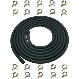 YAMAKATO 10 Feet 1/4 Inch ID Fuel Line Hose for Kawasaki Kohler Briggs & Stratton Small Gas Diesel Powersports Engines and Generators w/ 20 Clamp Rubber Black