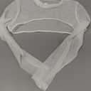 Avidlove Mesh Crop Tops for Women Mock Neck Long Sleeve Crop Top See Through Shirt Top Sexy Clubwear (Medium, White)