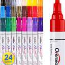 Overseas Paint Marker Pens - 24 Colors Permanent Oil Based Markers, Medium Tip, Quick Dry and Waterproof Assorted Color Paint Pen for Metal, Wood, Plastic, Stone, Mugs, Canvas, Glass, Art Craft (1 Count (Pack of 24))