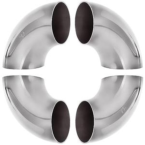 4 Pack 304 Stainless Steel Mandrel Bend Elbow, 90 Degree Exhaust Elbow Pipe, 2.5 Inch OD Mandrel Elbow, Thickness 16GA/.065" for Car Modified Exhaust Elbow Pipe, Stair Handrail, Exhaust System