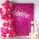 COKAOBE Hot Pink Shimmer Wall Backdrop, 24PCS Square Sequin Shimmer Backdrop Panel, Photo Backdrops for Birthday, Anniversary, Wedding, Graduation & Bachelorette Party Decoration