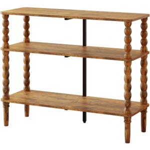 Veegle Shoe Rack,3 Tier Shoe Organizer with Solid Wood Legs for Closet, Entryway, Garage & Corridor, Easy Assembly Shoe Shelves,Rustic Brown