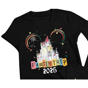 MYHALF Magical Family Shirts  2026 Vacation Family Matching Outfits Cute Summer Trip Clothes  (Black, M)
