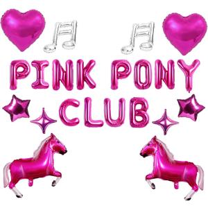 Pink Pony Club Balloons Western Cowgirl Bachelorette Party Decorations Glamorous Pink Horse Heart Music Note Star Balloon Set