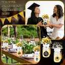 12 Sets Graduation Decorations Mason Jar Graduation Tables Centerpieces for Class of 2026 with Graduation Cap with Hole and Tasse for Flowers Graduation Party Ceremony School Event Decor (White)