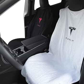 Fawyn Upgraded Compatible with Tesla Seat Covers for Model 3/Y/X/S - Sweat-Resistant Towel Seat Cover for Kids, Pets and Dog Tesla Seat Protect Accessories, White