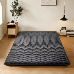 Premium Foam 3.2" Thick Japanese Futon Floor Mattress - Twin Size 39"x80" 100% High-Density Foam,Comfortable Sleeping Pad,Tatami Mat for Dorm,Bedroom or Guest RoomBoys Girls Dormitory Pads(Black)