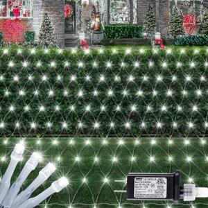 HEYFUNi Net Mesh Waterproof String Lights,360LED 13ft x 5ft Christmas Net Lights, 8 Modes,Connectable for Indoor Outdoor, Curtain,Garden,Christmas Tree, Bush, Party, Holiday, Wall Decor (White)