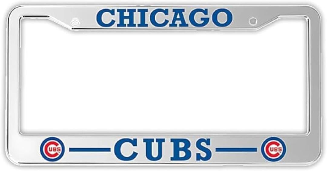 12.4x6.4 Inch License Plate Frames with 2 Holes and Screws - License Plate Frame Chicago for Car - Stainless Steel Frame for Front and Rear - American Plates Frames for All Cars - Standart Cars USA