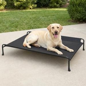Veehoo Outdoor Elevated Dog Bed with Headrest Sides, Raised Dog Beds for Large Dogs, Washable Cooling Dog Cot with Non-Skid Feet, Breathable Mesh, Pet Hammock for Indoor or Camping, 41", Black