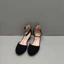 LAURMOSA Girls Dress Shoes Closed Toe Chunky High Heels Ankle Strap Wedding Party Pump Shoes (4 Big Kid, Lovely Nubuck Black)