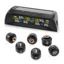 Trailer Tire Pressure Monitoring System, Solar-Powered Tire Pressure Monitor for RV, TPMS with 6 Sensors & 6 Alarm Modes, Auto On/Off, Real-Time Pressure & Temp Monitor for RV/Truck/Trailer(0-144 PSI)