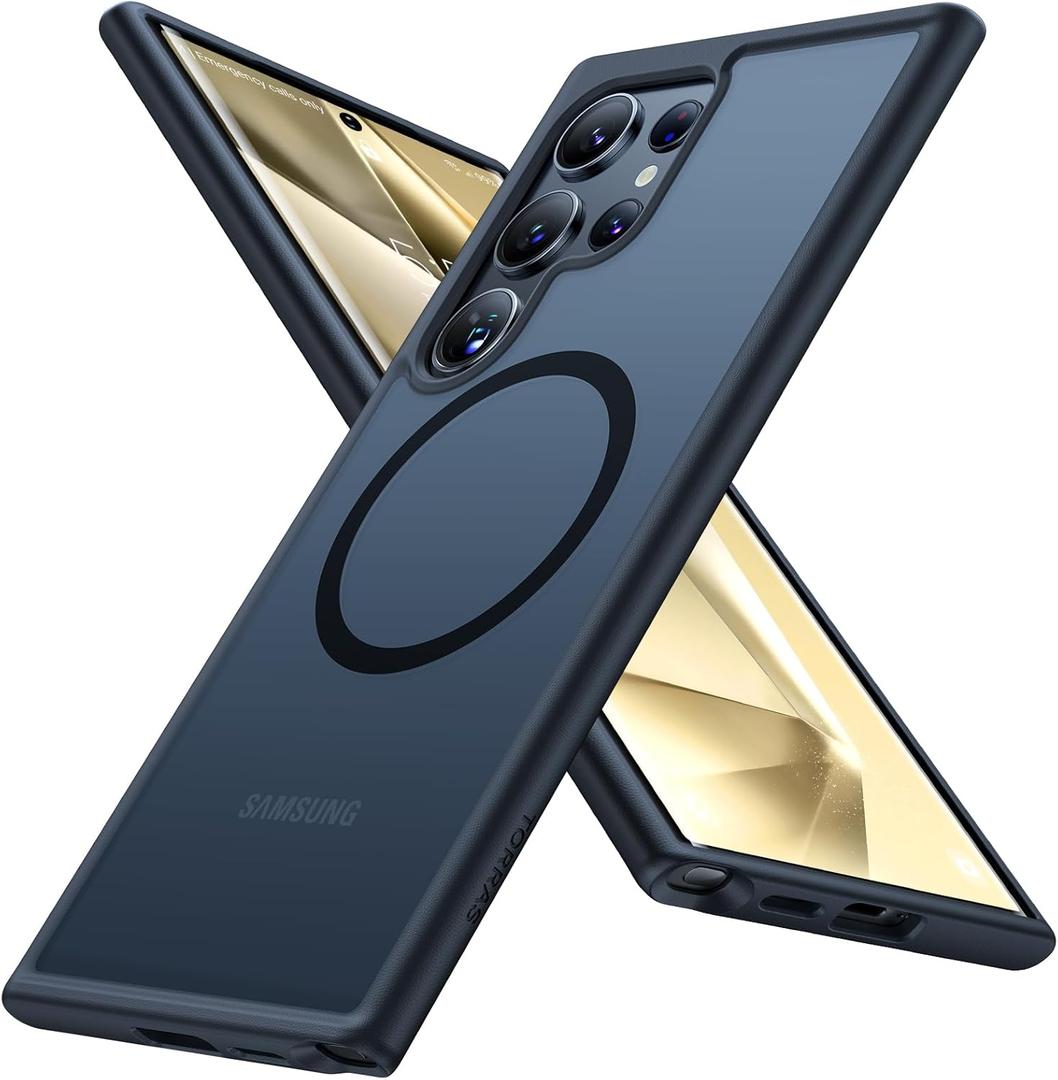 TORRAS Magnetic Shockproof for Samsung Galaxy S24 Ultra Case, [18N Mighty Magnetic] [12FT Military Grade Drop Tested] [Compatible with MagSafe] Protective Slim Case for Samsung S24 Ultra Case, Black