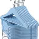 Kids Wooden Hangers 20 Pack, Blue Wooden Baby Hangers with Smooth Finish, Solid Wood Childrens Hangers for Clothes, Precisely-Cut Sleek Notches & Swivel Hook Baby Clothes Hangers for Closet