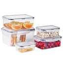 GoGoSprint 5 PCS Plastic Containers with Lids 94oz-10oz Freezer Containers for Food Storage，Airtight Fruit and Vegetable Storage, Microwave Safe Stackable Storage for Snack Sandwich