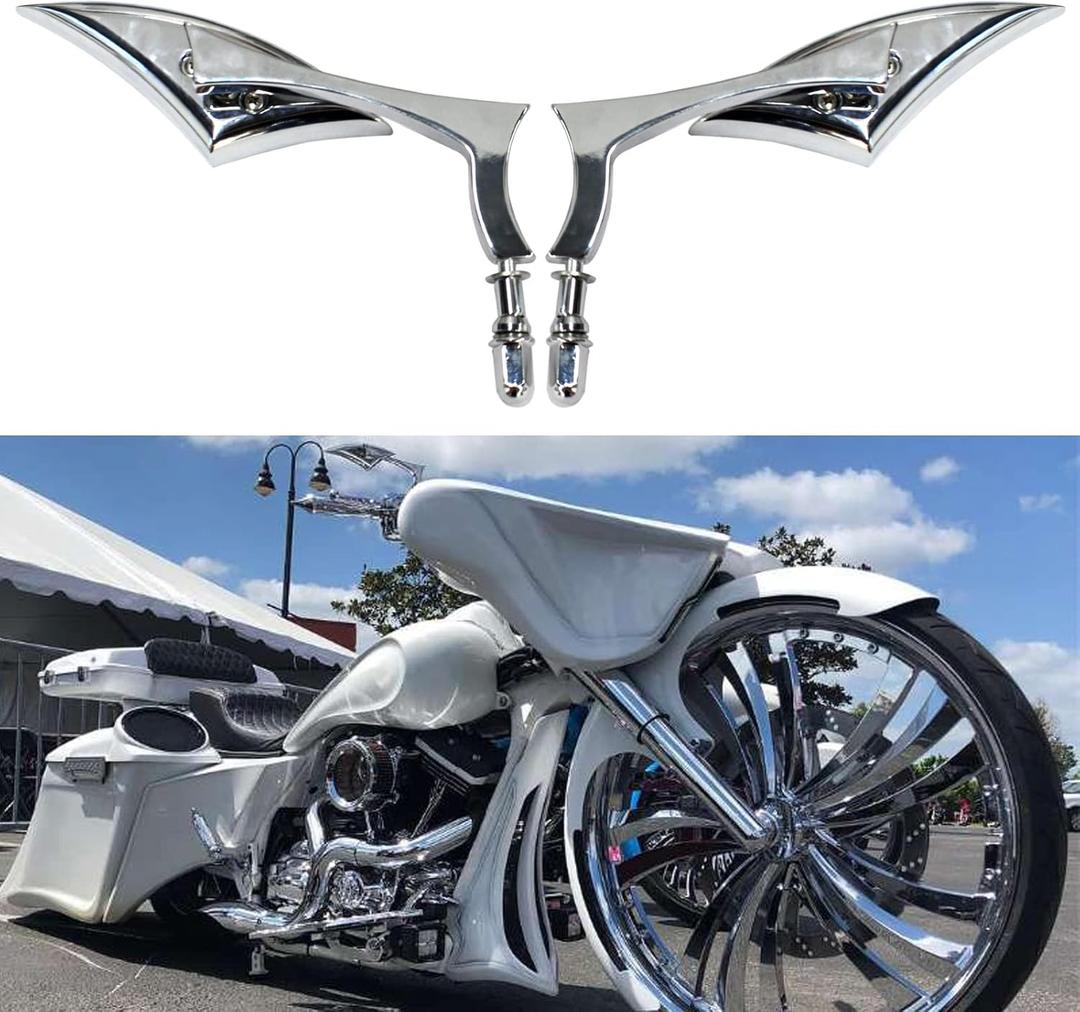 Pair Motorcycle Chrome Side Mirrors for Sportster XL 883 1200 Road King V-Rod Street Glide Electra Glide Dyna Softail 1982-2018
