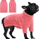 Queenmore Dog Sweaters for Medium Dogs Girls Boys,Soft Dog Sweater Christmas,Turtleneck Pullover Pet Sweaters Knitwear Outfit for Holiday,Knitted Soft Thick Warm Sweater for Bulldog,Dachshund(Pink,M)