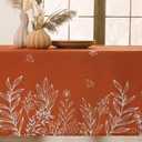 Softalker Fall Tablecloth Rectangle 60x84 Inch, Thanksgiving Autumn Harvest Orange Rust Wild Flowers Decoration Table Cloths, Stain Resistant Farmhouse Table Cover for Holiday Dinner/Party