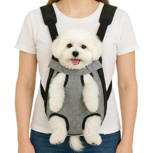 Dog Backpack Carrier, Front Pocket for Essentials, Legs Out Carrying Sling Travel Bag for Dogs 4-7 Lbs, Soft Wearable Puppy Chest Carry Backpacks for Walking/Hiking/Camping/Traveling