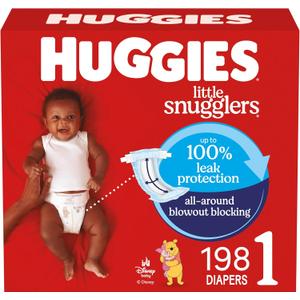 Huggies Size 1 Diapers, Little Snugglers Diapers, Size 1 (8-14 lbs), 198 Count (6 Packs of 33), 