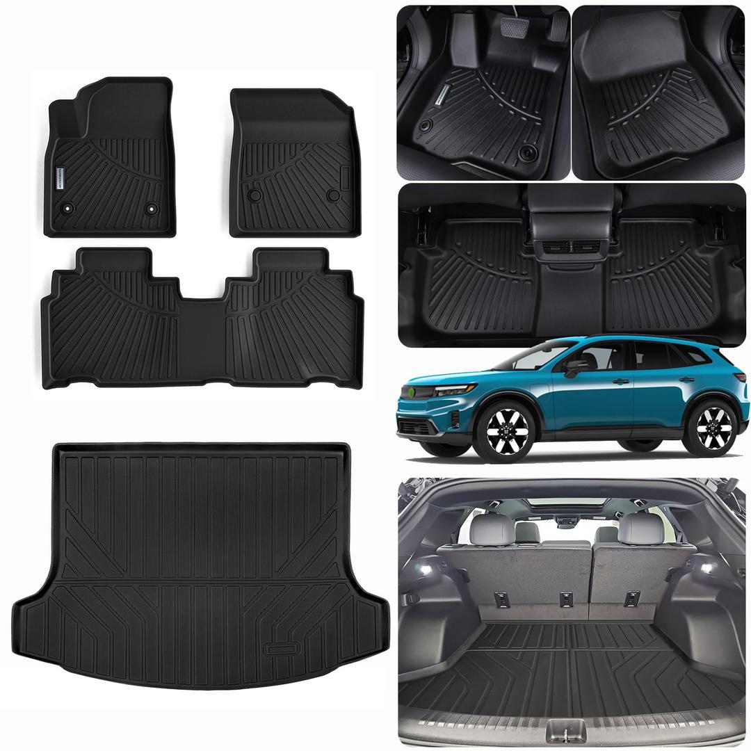 SANBAN-AXE Floor Mats & Trunk Mat for 2025 Jeep Wagoneer S 4xe EV with Backrest Mat TPE All Weather Protection Car Floor Liners with Cargo Liners Accessories