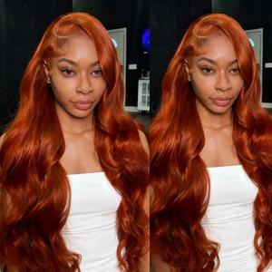 Heylisa 30 Inch Ginger Orange Lace Front Wigs Human Hair 13x6 Body Wave HD Transparent Lace Frontal Wigs for Women 200% Density Glueless Wigs 350# Pre Plucked New Trend M Hairline Wig