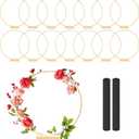 12 Inch 15 Sets Metal Floral Hoop Centerpiece with Wood Stands, Gold Metal Rings for Party Dream Catcher Wedding Table Wreath Decor, Wall Hanging Wreaths