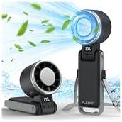 PlayHot Portable Handheld Turbo Fan with Ice Cooling, Rechargeable Personal Fan, Up tp 12Hrs Cooling, 5 Speed 25550RPM Powerful Portable Fan for Travel, Outdoor, Camping, Hiking (Black)