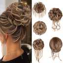 5 PCS Messy Bun Hair Piece for Women Scrunchies Ponytail Extension with Elastic Rubber Band Hair Pieces for Updos Fake Hair Buns Hair Piece Accessories Set for Women (Light Ash Brown Mixed Golden Brown)
