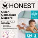 The Honest Company Clean Conscious Diapers for Delicate Skin | Up to 100% Leakproof | Hypoallergenic, Fragrance Free | Girl Prints | Super Club Box, Size 2 (12-18 lbs), 124 Count (Prints May Vary) (Rose Blossom + Tutu Cute)