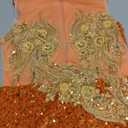 Sparkly Rhinestone Sequin Prom Dresses Beaded Applique Hollow Mermaid Pageant Gala Evening Party Gown (16, Orange)