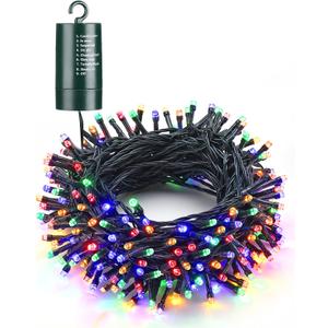 Flacchi Multi-Color Christmas Lights, 66 ft 200 LED Battery Operated String Lights Waterproof 8 Modes & Auto Timer Mini Lights for Xmas Decorations, Home, Party, Holiday Decor Outdoor Indoor
