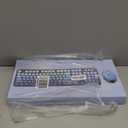 Nowlike Wireless Keyboard and Mouse Combo, Retro Typewriter Keyboard with Round Keycaps, Full-Size Ergonomic, Blue, Ideal for Windows PC, Home, Office, and College, Wireless Keyboard Mouse Combo