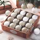 24 Pcs Neutral Matte Christmas Ball Ornaments 2.4 Inch Rustic Boho White Cream Beige Xmas Bulbs Ornament Vintage Xmas Baubles Modern Christmas Decor for Tree Farmhouse Holiday Decor
