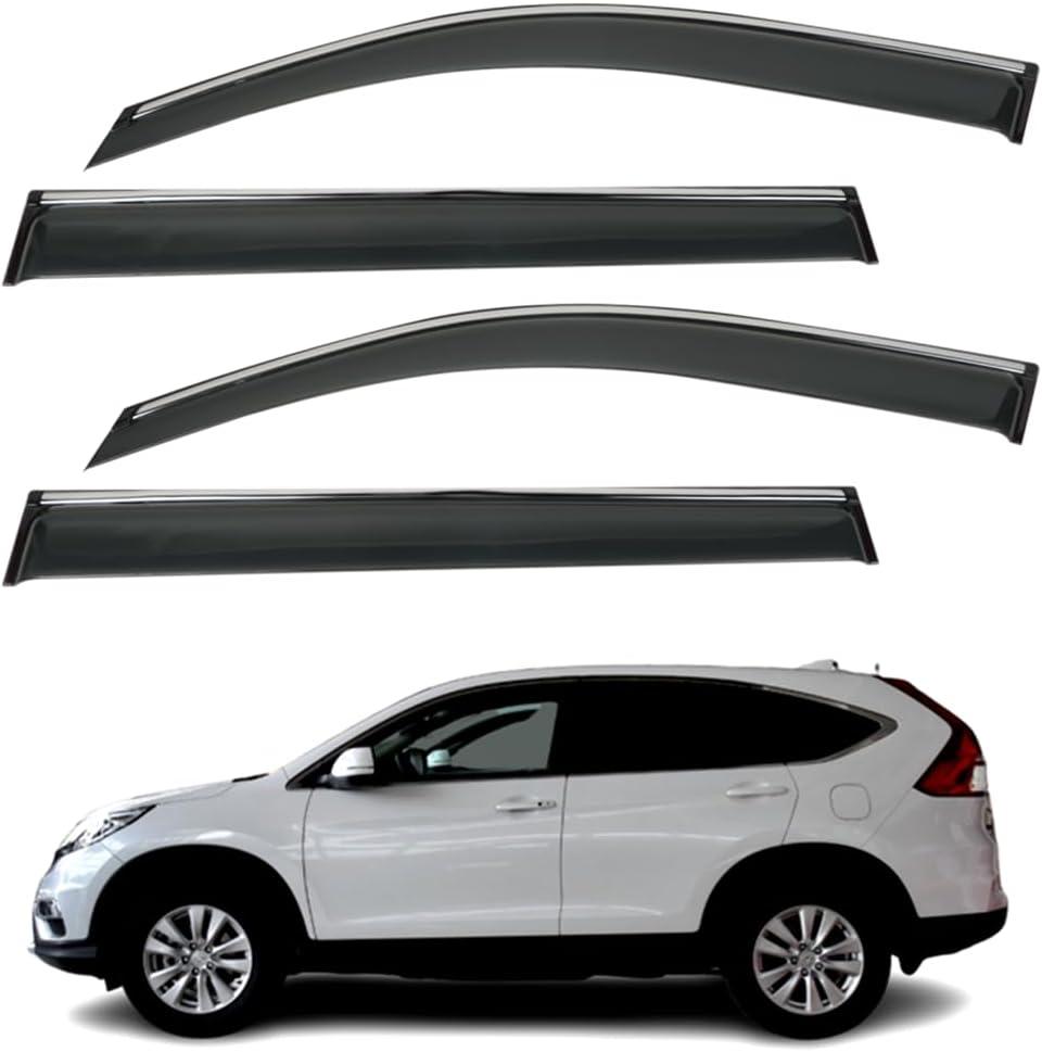4Pcs Window Visor Deflectors Rain Guards for Honda CRV CR-V 2012-2016 Chrome Trim