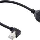 NFHK Left Angled 90 Degree 8P8C FTP STP UTP Cat6 Male to Female LAN Ethernet Network Extension Cable with Panel Mount Holes