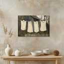 Vintage Halloween Wall Art Ghost Laundry Poster Canvas print Muted Farmhouse dark academia Room Decor Face Spooky Gothic for Halloween Party House Decor 8x12inch Framed (style-4)