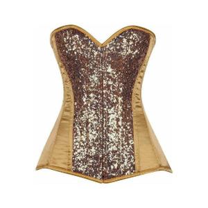 Top Drawer Gold Sequin Steel Boned Corset Large