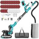 Drywall Sander, 1000W Popcorn Ceiling Removal Tool, Electric Drywall Sander with Vacuum Dust Collection & Digital Display Screen, 30Pcs Sanding Discs, 9 Variable Speed 800-2100RPM, Extendable Handle