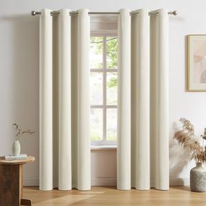 DONREN 2 Panels 84 inch Length Cream Beige Blackout Curtain Panels for Bedroom - Rod Pocket Room Darkening Thermal Insulated Curtains for Living Room (42 x 84 Inches Long)