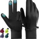 rivmount Winter Gloves Women Men, Cold Weather Touch Screen Liner Glove, Windproof 3-Layers, for Running, Cycling, Biking, Hiking, Driving (Large, Black)