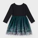 PATPAT Family Matching Outfits Dresses and Sweatshirt Fall Winter Off Shoulder Dresses and Long Sleeve Sweatshirt (3-6 Months, Green)