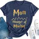 Women Funny Mom T Shirt Manager Shirt Mom Life Tee Fantastic Mama Shirt Magic Mom Shirt Mothers Day Tee Tops (Large, Deep Blue)