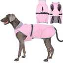 IDOMIK Dog Winter Jacket, Adjustable Waterproof Dog Warm Coat with Fleece Lining, Turtleneck Windproof Cold Weather Coats for Winter, Reflective Warm Snow Jacket for Labrador Golden Retriever, Pink, 2XL