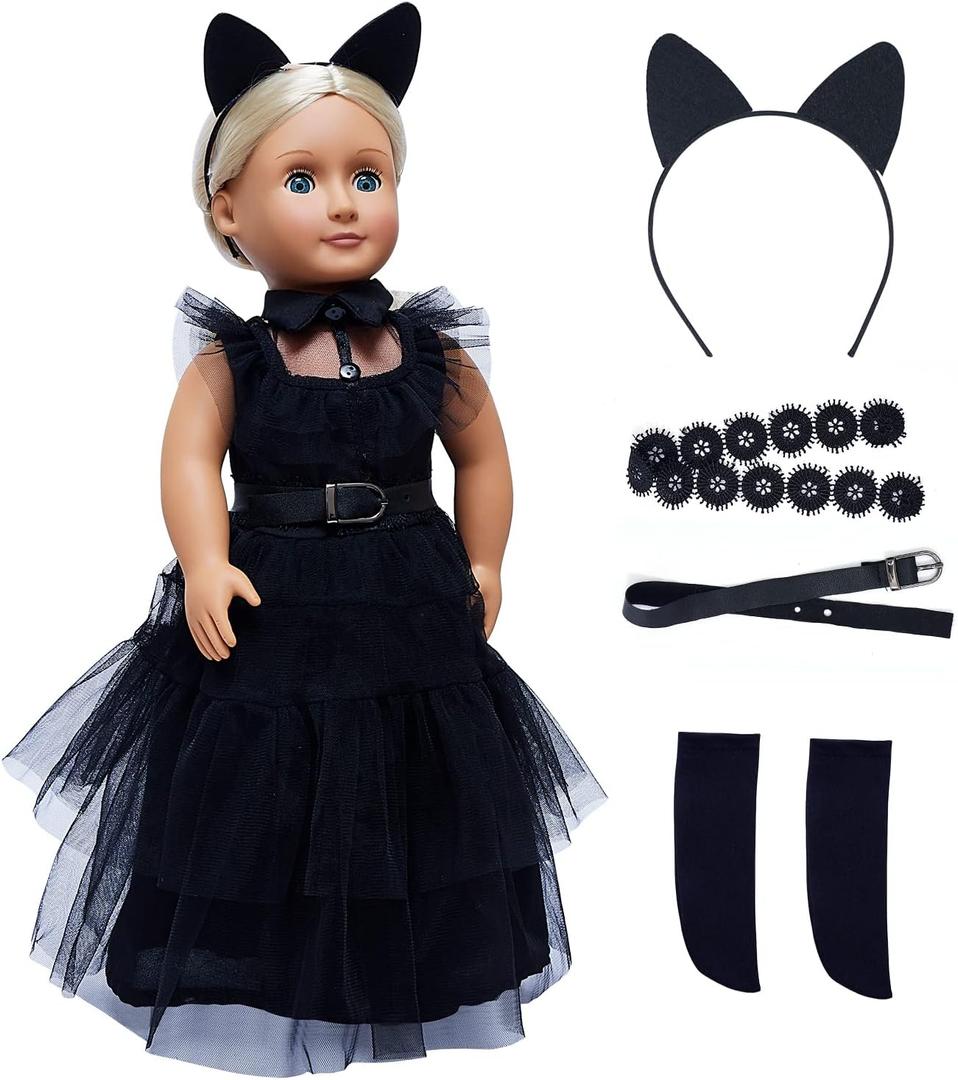 18 Inch Doll Clothes , Black Family Costumes Party Dress Fits All 18-inch Dolls Across Brands