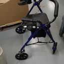 Drive Medical 10257BL-1 4 Wheel Rollator Walker With Seat, Steel Rolling Walker, Height Adjustable, 7.5" Wheels, Removable Back Support, 300 Pound Weight Capacity, Blue