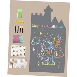 Magnetic Wall Decal, Magnetic Chalkboard Contact Paper for Wall, Playroom Essentials, Includes Dustless Chalks, Chalk Holder, Wipe Cloth, Stickers (Grey Castle, 34.6" x 58.3")
