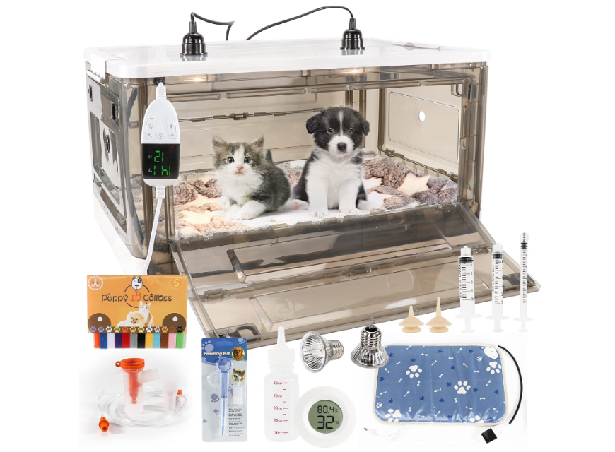 Puppy Incubator with Heating - 2026 New Puppy Incubators, Temperature Control, Incubator for Puppies with Heating Mat (85L)