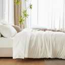 CozyLux King Size Comforter Set Ivory Seersucker 7 Pieces Bed in a Bag King Comforter Set with Sheets, Luxury Soft Bedding Sets with Down Alternative Comforter, Sheets, Pillowcases & Shams All Seasons